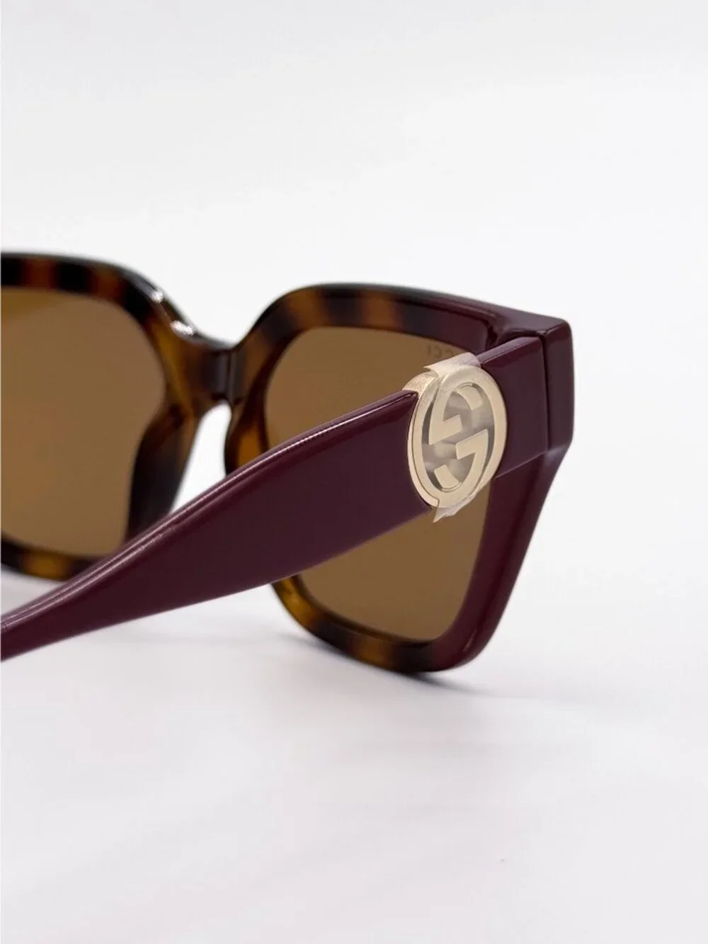 NEW GUCCI SUNGLASSES GG1023S 003 HAVANA/BURGUNDY WOMEN EYEWEAR - Picture 7 of 11